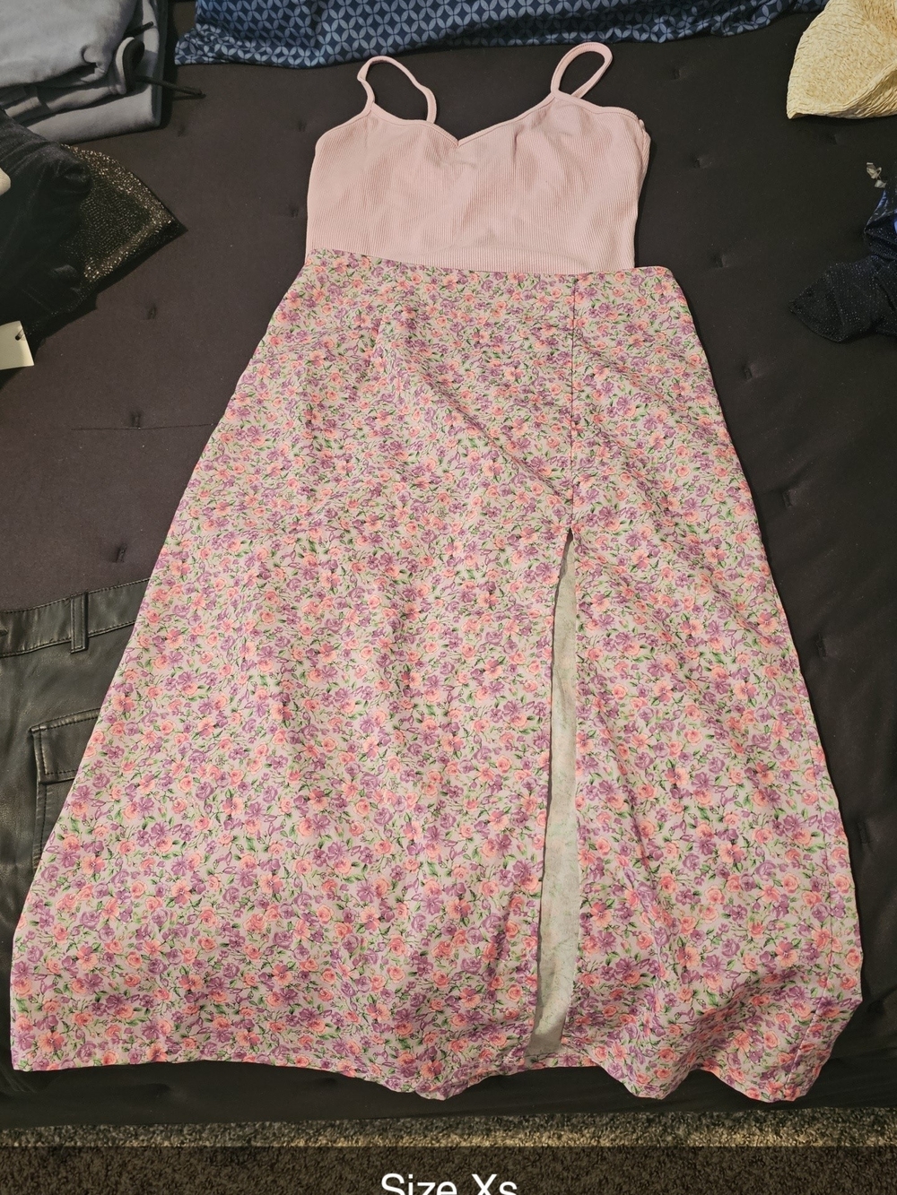 SHEIN Pink Floral Maxi Skirt with Front Slit